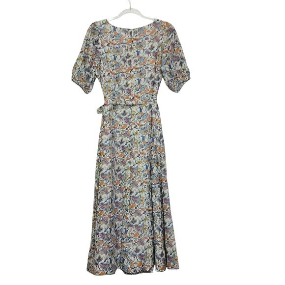 Boden Floral Paisley Print Midi Dress Full Skirt Short Sleeve Linen Summer 10L - Picture 9 of 16